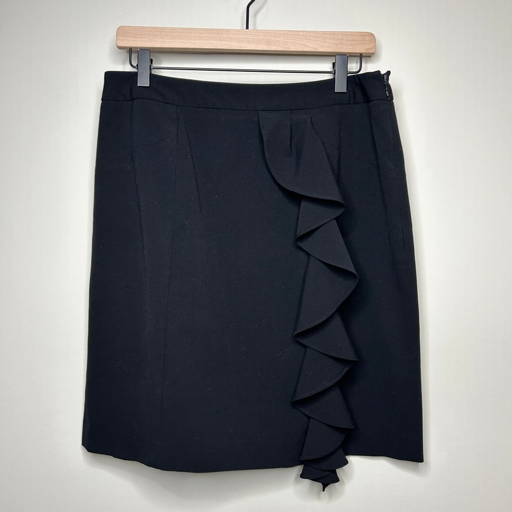 Ruffle Front Black Adrienne Vittadini Skirt Size 8